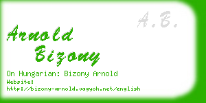 arnold bizony business card